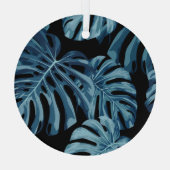 Monstera植物:青葉色の植物。 ガラスオーナメント (裏面)