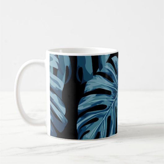 Monstera植物：青葉色の植物。 コーヒーマグカップ (左)