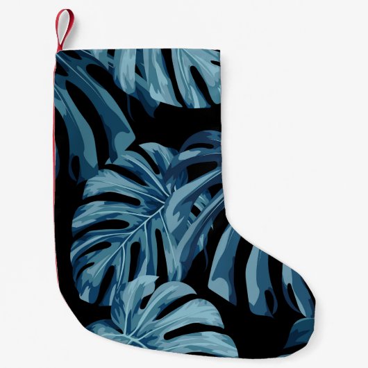 Monstera植物：青葉色の植物。 スモールクリスマスストッキング (正面)