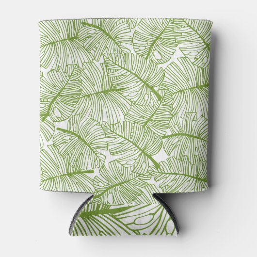 Monstera葉のフローラデザイン。 缶クーラー (正面)