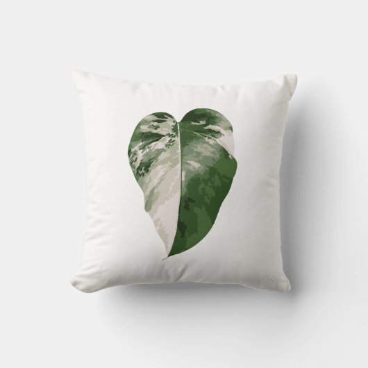 Monstera Albo Heart — Home Decor Real Plant Art クッション (正面)
