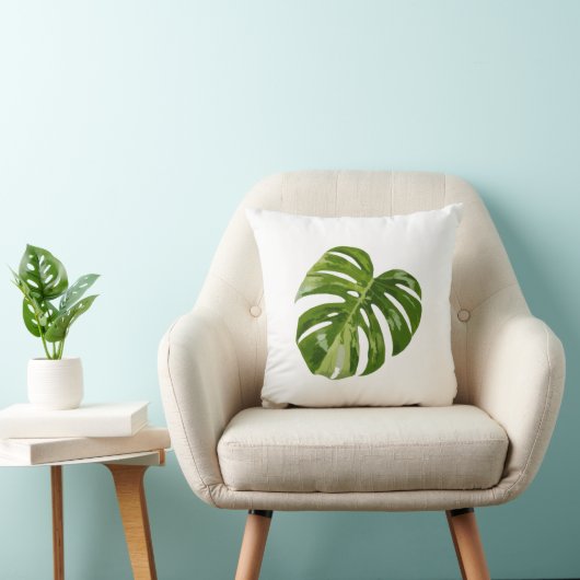 Monstera Albo Leaf — Botanical Home Decor クッション (椅子)