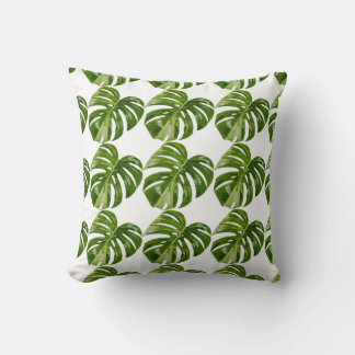 Monstera Albo Leaf Pillow — Botanical Home Decor クッション