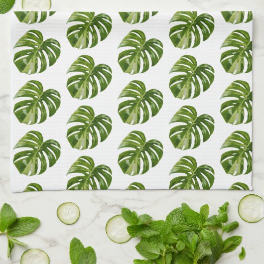 Monstera Albo Tropical Kitchen Decor キッチンタオル (折り畳み)