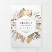 Monstera Boho Pampas All in One QR Code 結婚's 三つ折り招待状 (カバー)