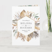 Monstera Boho Pampas All in One QR Code Wedding 招待状 (正面)