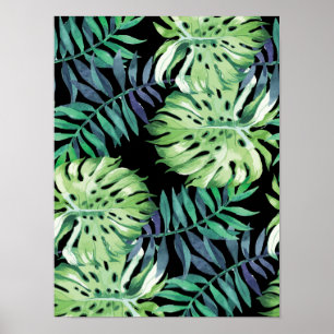 Monstera Deliciosaのハワイ諸島の熱帯地方の葉 ポスター