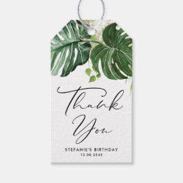 Monstera Greenery Summer Birthday Partyありがとう ギフトタグ