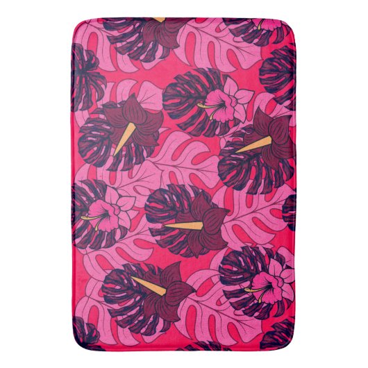 Monstera Hibiscus Spa Badematte バスマット (正面縦)