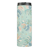 Monstera Leaf -ターコイズ、緑、珊瑚、マスタード タンブラー (裏面)