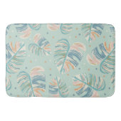 Monstera Leaf -ターコイズ、緑、珊瑚、マスタード バスマット (正面)