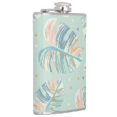 Monstera Leaf -ターコイズ、緑、珊瑚、マスタード フラスク (右)