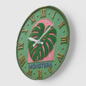 Monstera Leaf Botanical  ラージ壁時計 (傾斜)