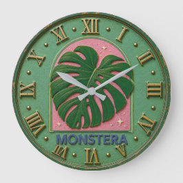 Monstera Leaf Botanical ラージ壁時計