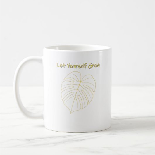 Monstera Leaf Design. Let Yourself Grow コーヒーマグカップ (左)