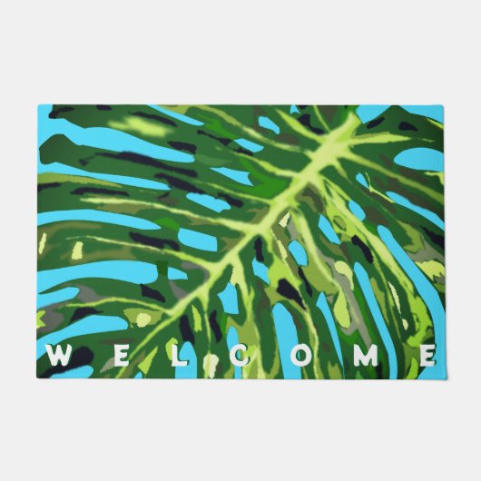 Monstera Leaf Doormat – ようこそ ドアマット (正面)