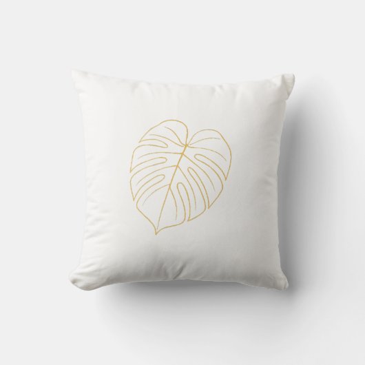 Monstera Leaf Gold Design. クッション (正面)