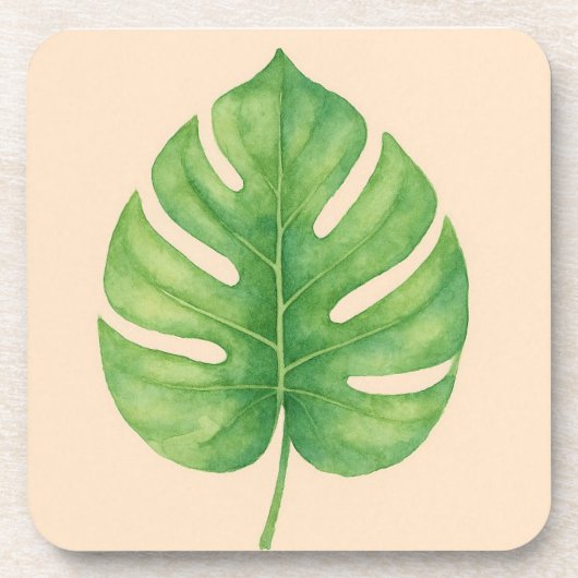 Monstera Leaf Gold Design. コースター (正面)