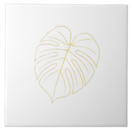 Monstera Leaf Gold Design.  タイル