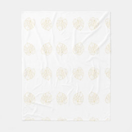 Monstera Leaf Gold Design.  フリースブランケット