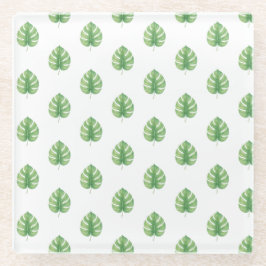 Monstera Leaf Green Design.  ガラスコースター