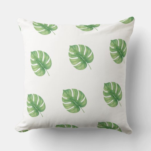 Monstera Leaf Green Design.  クッション (正面)