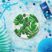 Monstera leaf pattern on paper party plate ペーパープレート (パーティー)