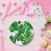 Monstera leaf pattern on paper party plate ペーパープレート (パーティー)