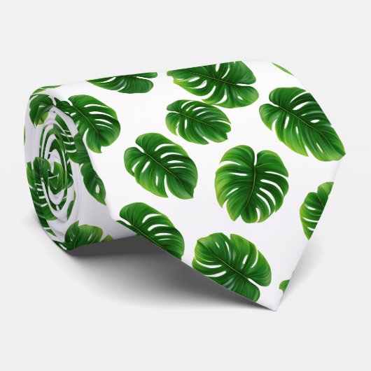Monstera Leaf Tropical Pattern ネクタイ (ロール)