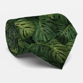 Monstera Leaf Tropical Pattern ネクタイ (ロール)