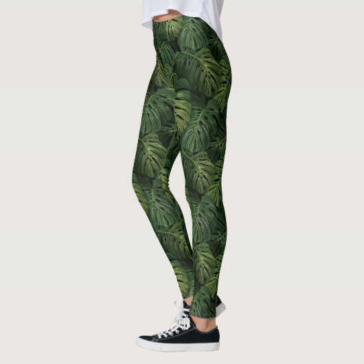 Monstera Leaf Tropical Pattern レギンス (左)