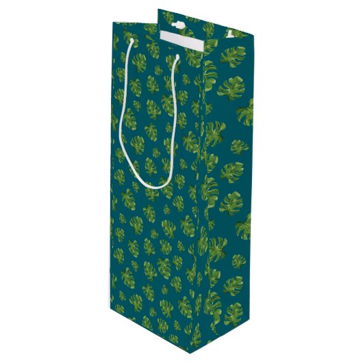 Monstera Leaf Wine Gift Bag ワインギフトバッグ (正面アングル)