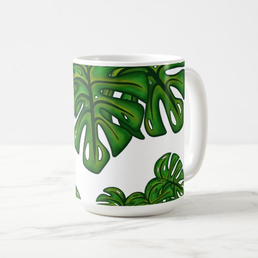 Monstera Leaves コーヒーマグカップ (正面右)
