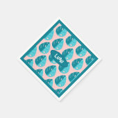 Monstera Leaves - Blue and Pink スタンダードカクテルナプキン (角)