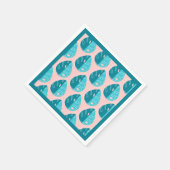 Monstera Leaves - Blue and Pink スタンダードカクテルナプキン (角)