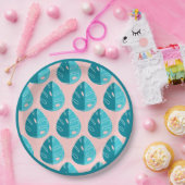 Monstera Leaves - Blue and Pink ペーパープレート (パーティー)