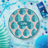 Monstera Leaves - Blue and Pink ペーパープレート (パーティー)