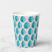 Monstera Leaves - Blue and Pink 紙コップ (右)