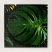 Monstera Leaves Gold Jungle Glamour ジグソーパズル (横)