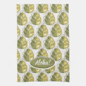 Monstera Leaves - Green キッチンタオル (縦)