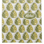 Monstera Leaves - Green シャワーカーテン (正面)