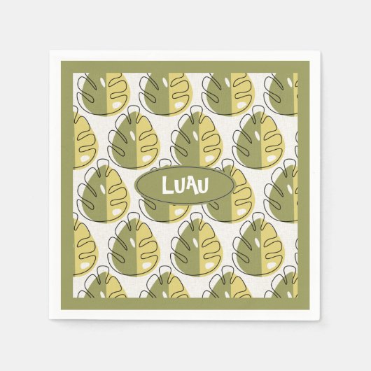 Monstera Leaves – Green スタンダードカクテルナプキン (正面)