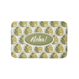 Monstera Leaves - Green バスマット