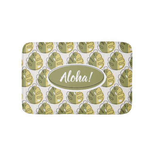 Monstera Leaves - Green バスマット (正面)