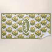 Monstera Leaves - Green ビーチタオル (正面)