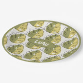 Monstera Leaves – Green ペーパープレート (アングル)