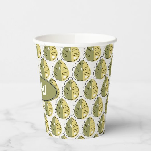 Monstera Leaves – Green 紙コップ (左)