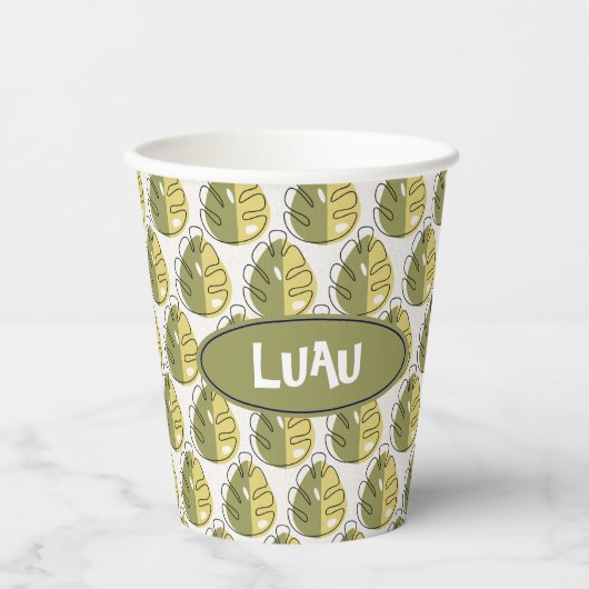 Monstera Leaves – Green 紙コップ (正面)