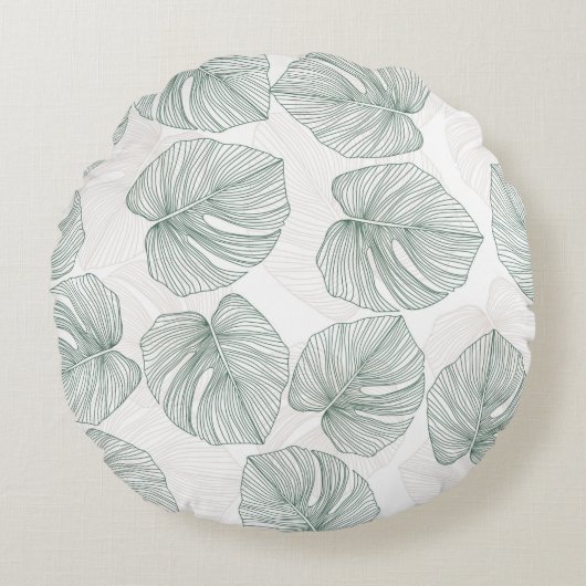 Monstera leaves seamless pattern. Tropical pattern ラウンドクッション (正面)