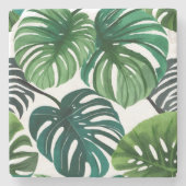 Monstera Leaves Watercolor Modern Botanical ストーンコースター (正面)